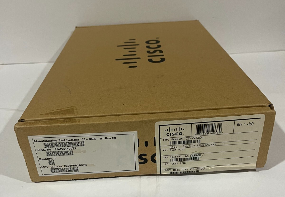 Cisco CP-7942G IP VoIP Ethernet Desktop Phone w/ Box, Cable, & Handset New Open
