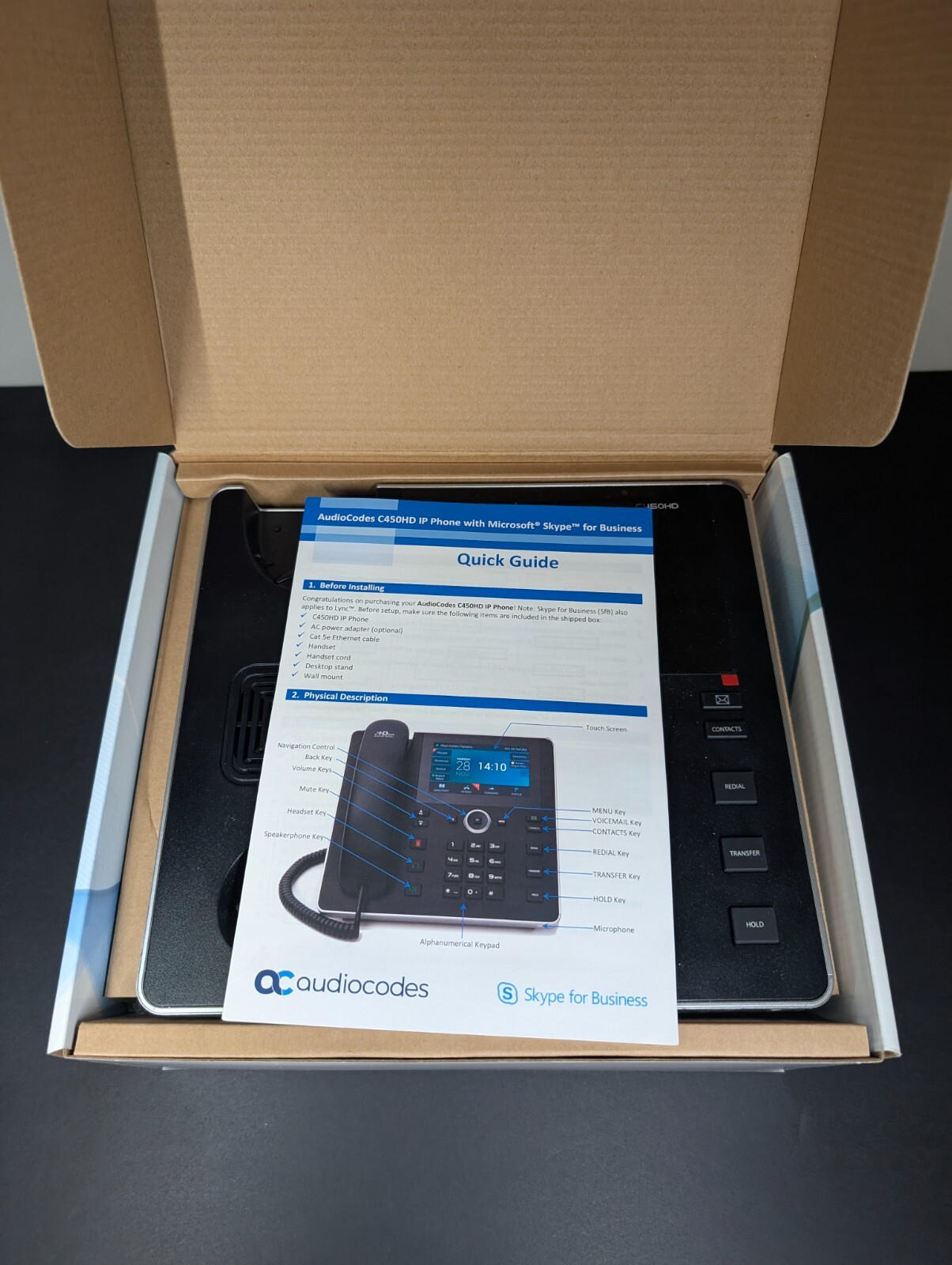 AudioCodes TEAMS-C450HD-DBW IP Phone Black 8 lines TFT Wi-Fi open box C450HD