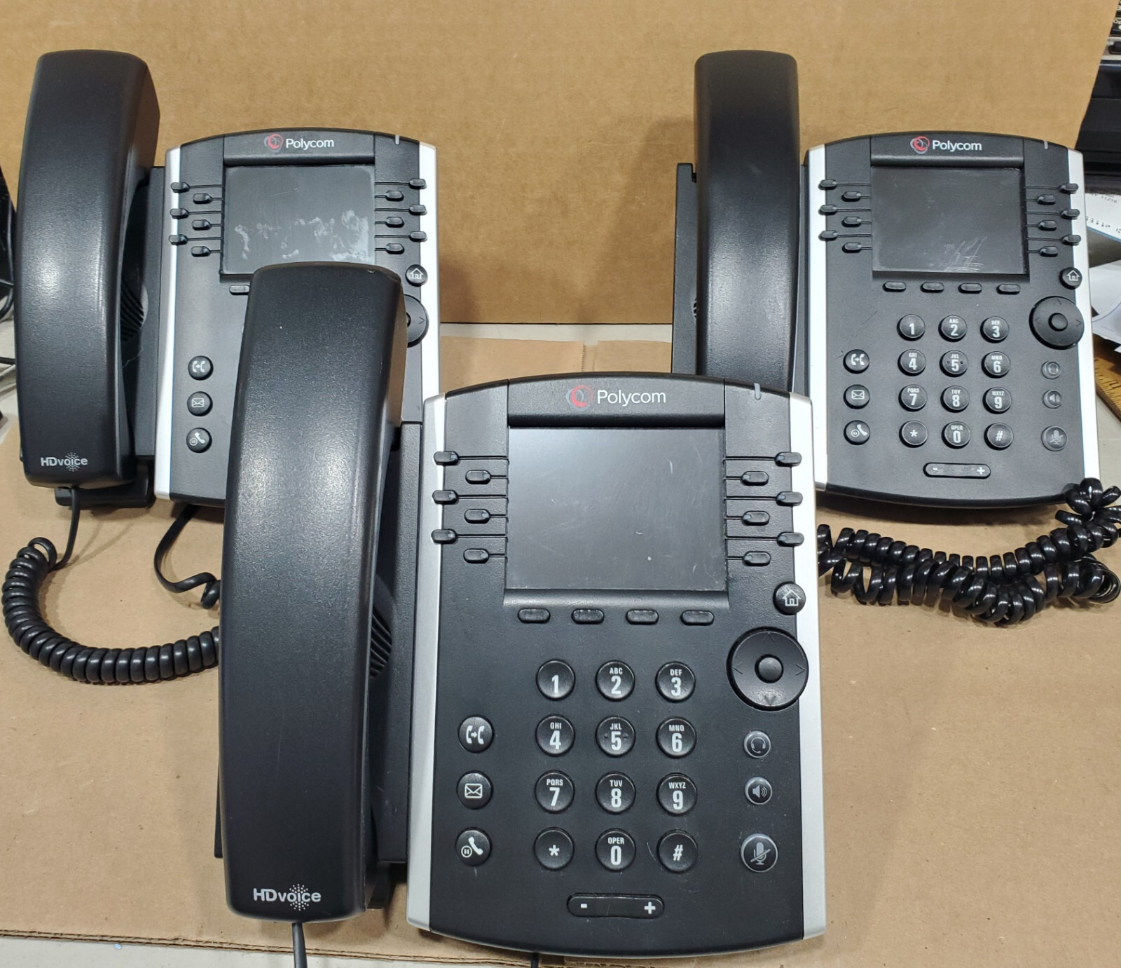 Lot Of 3 Polycom VVX 400 12-Line PoE IP Phone 2201-46104-001 W/Out Power Supply