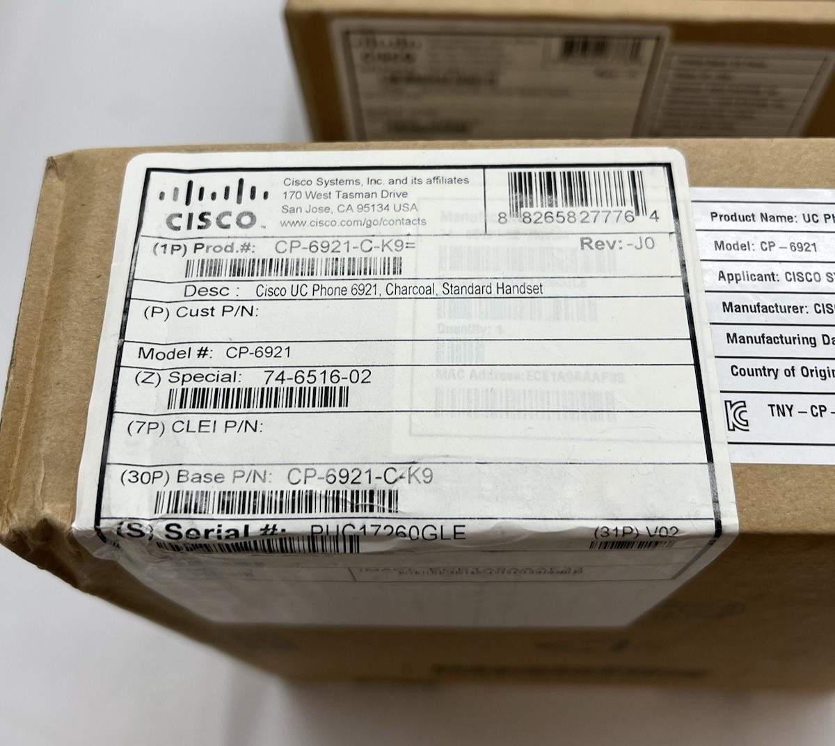 Lot of (4) Cisco UC Phone 6921 IP VOIP Phone CP-6921-C-K9 Charcoal NEW