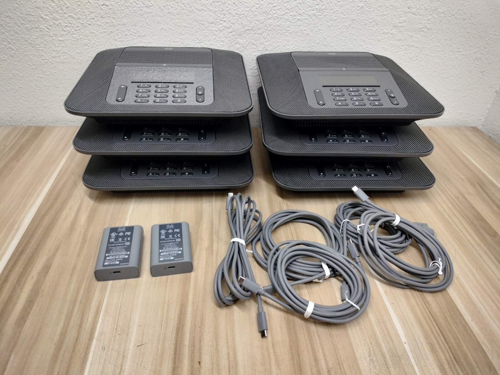 6x Cisco CP-8832-K9 V03 IP Conference Phone w/ 2x POE Injector & 5x USB CABLE