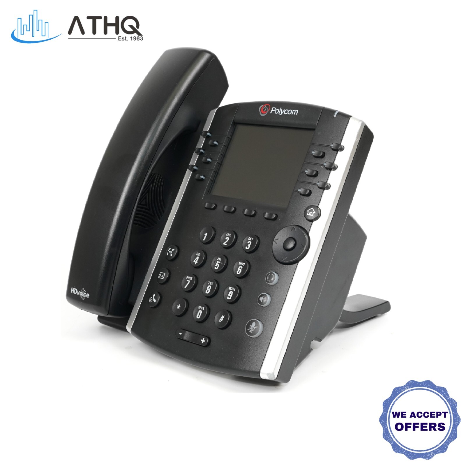 Polycom 2200-48450-019 VVX 411 Skype Business Media 12 Line Desktop VoIP Phone