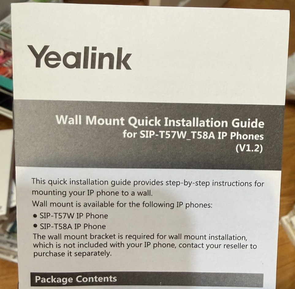 Yealink WALL MOUNT FOR SIP-T57W PHONE – SKU T57WMB