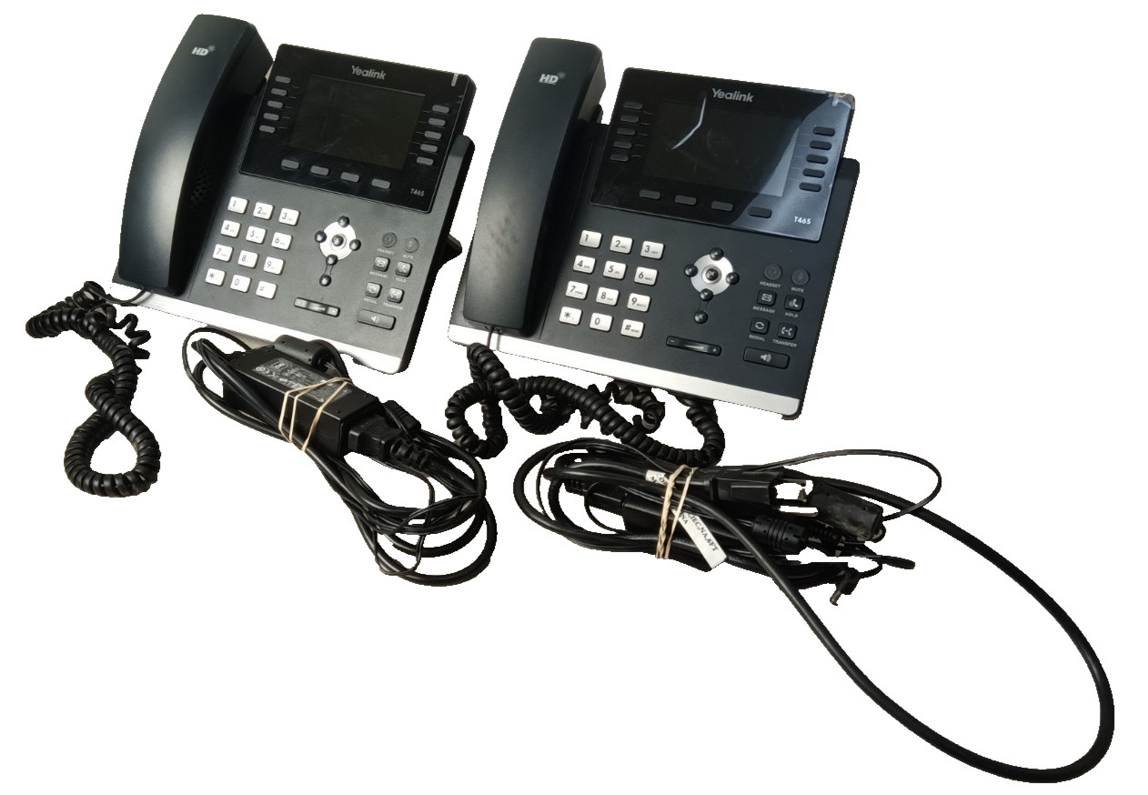 (2 PACK) Yealink SIP T46S IP Business Phone HD with Handset Stand Power Cords