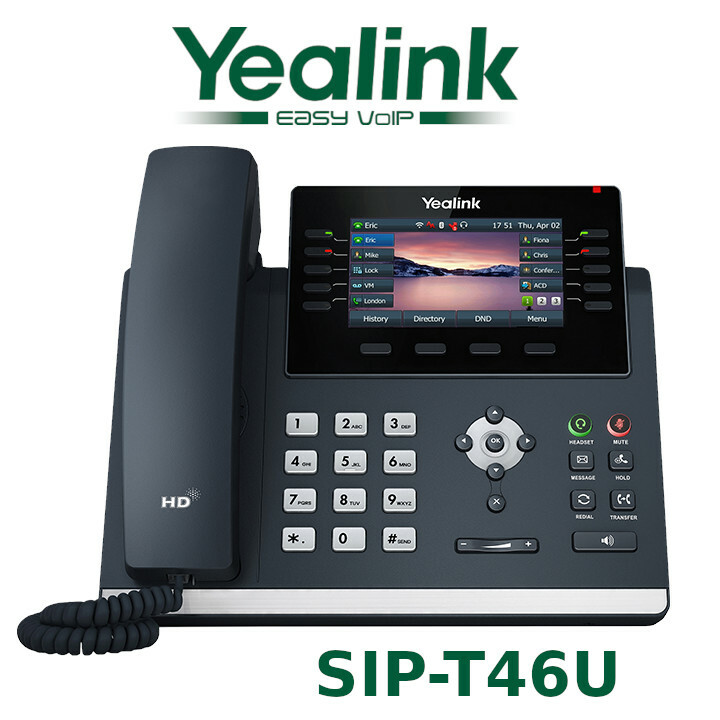 Yealink SIP-T46U Unified Firmware Enhanced SIP Phone 16 Line VoIP Color Gigabit