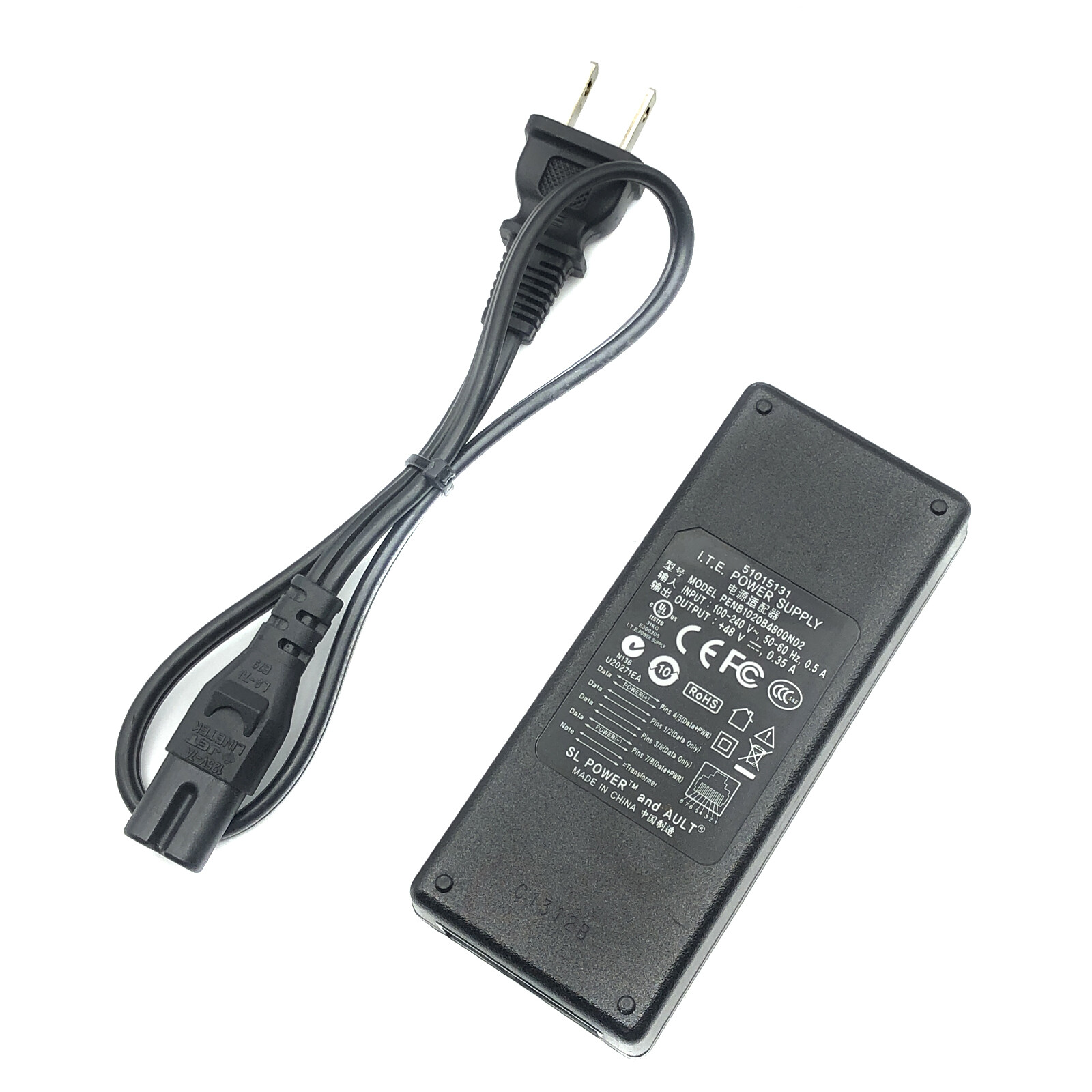 Genuine I.T.E Mitel PoE AC Power Adapter 48V 51015131 51301151 W/P.Cord