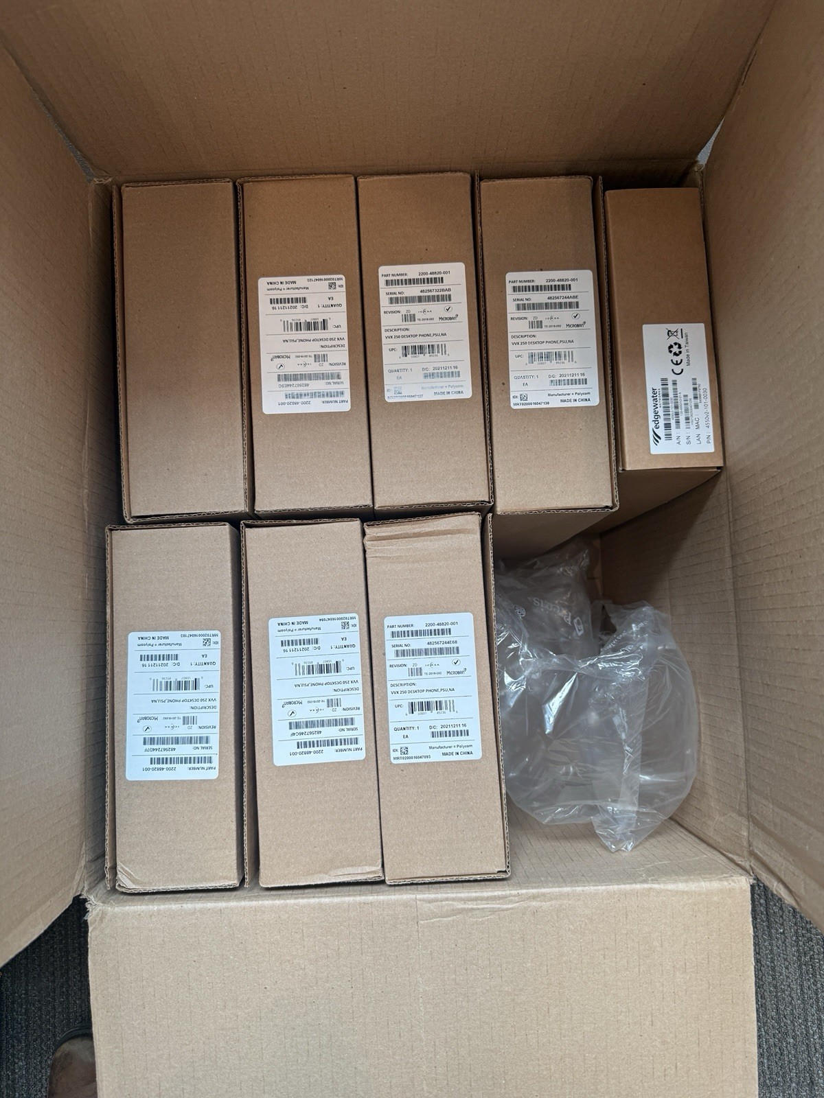7 ComCast Poly (Polycom) VVX 250 IP Phone & Edgewater Network 4550v2, New In Box