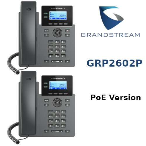 2 Grandstream GRP2602P 2-Line 4 SIP Accounts Office Phone PoE Version – No P/S