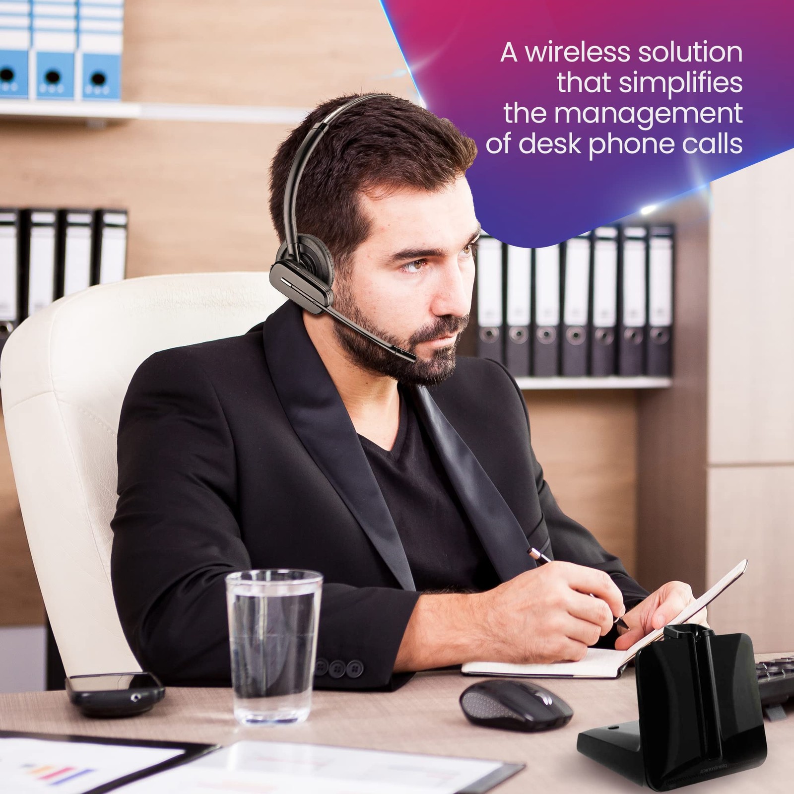 Global Teck Plantronics Compatible Wireless Headset Bundle EHS for Grandstream