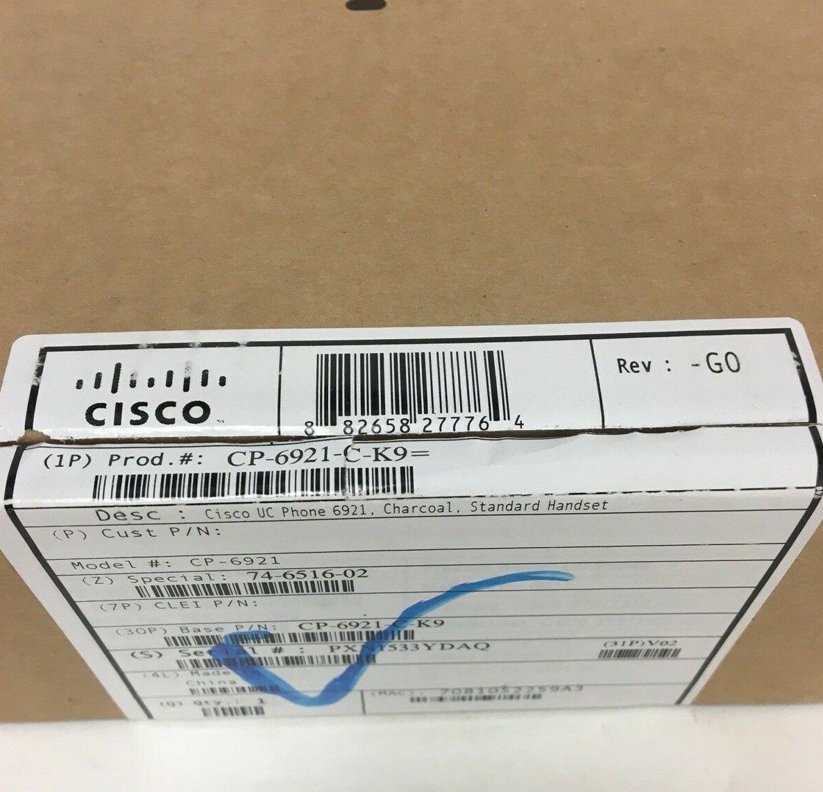 CISCO UC Standard Handset Phone CP-6921-C-K9 Charcoal Gray