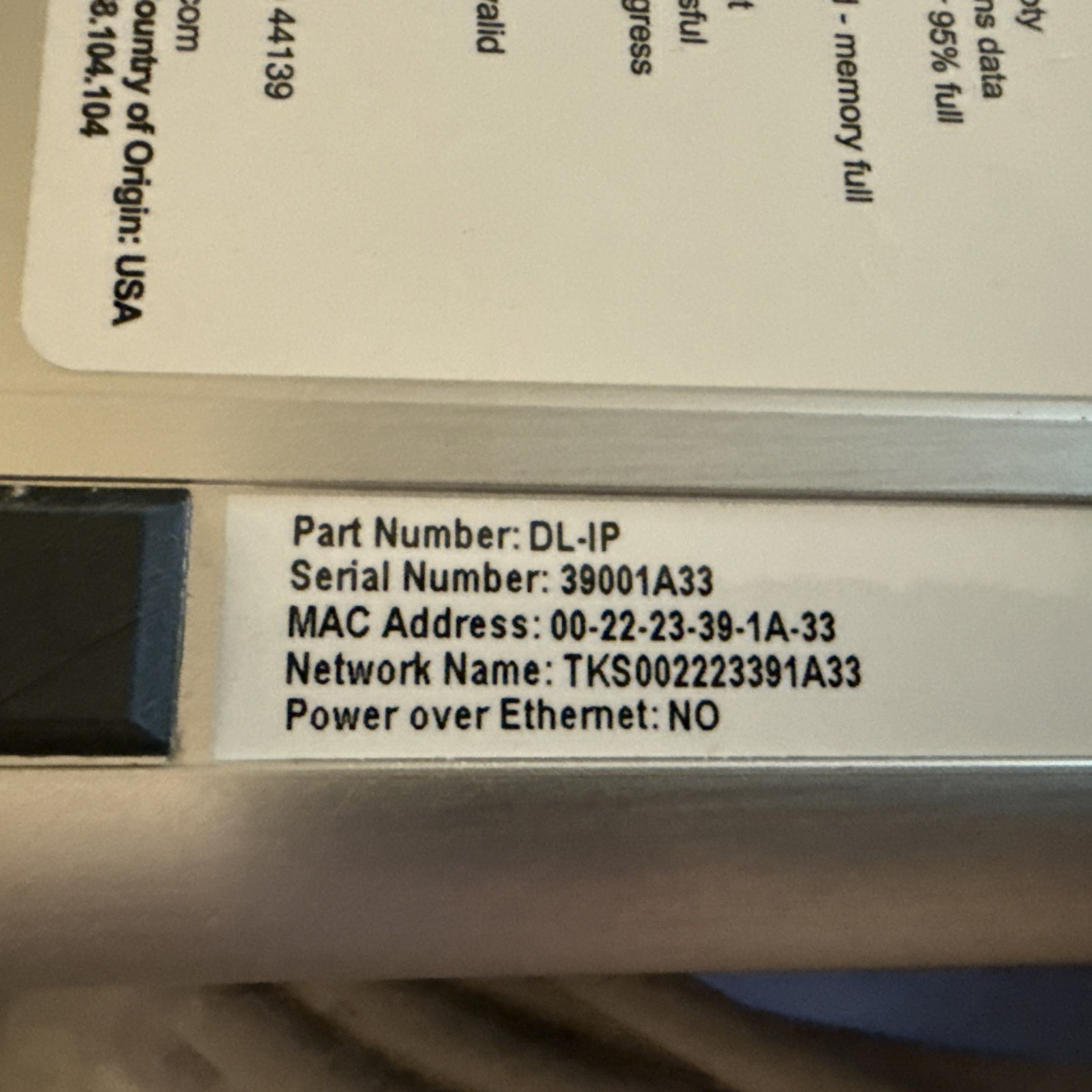 IP DOWNLOADER TIME KEEPING SYSTEMS INCORPORATED DL-IP NEW WITH POWER SUPPLY
