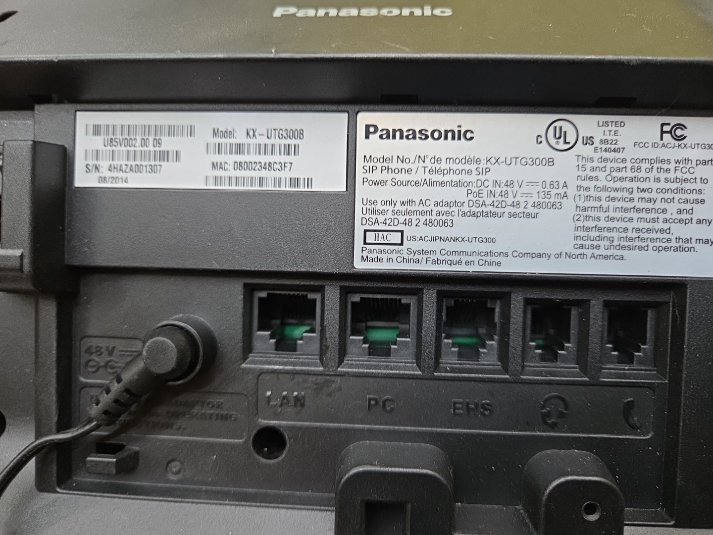 Panasonic KX-UTG300B Touchscreen Color Display SIP Telephone w/ Power Supply