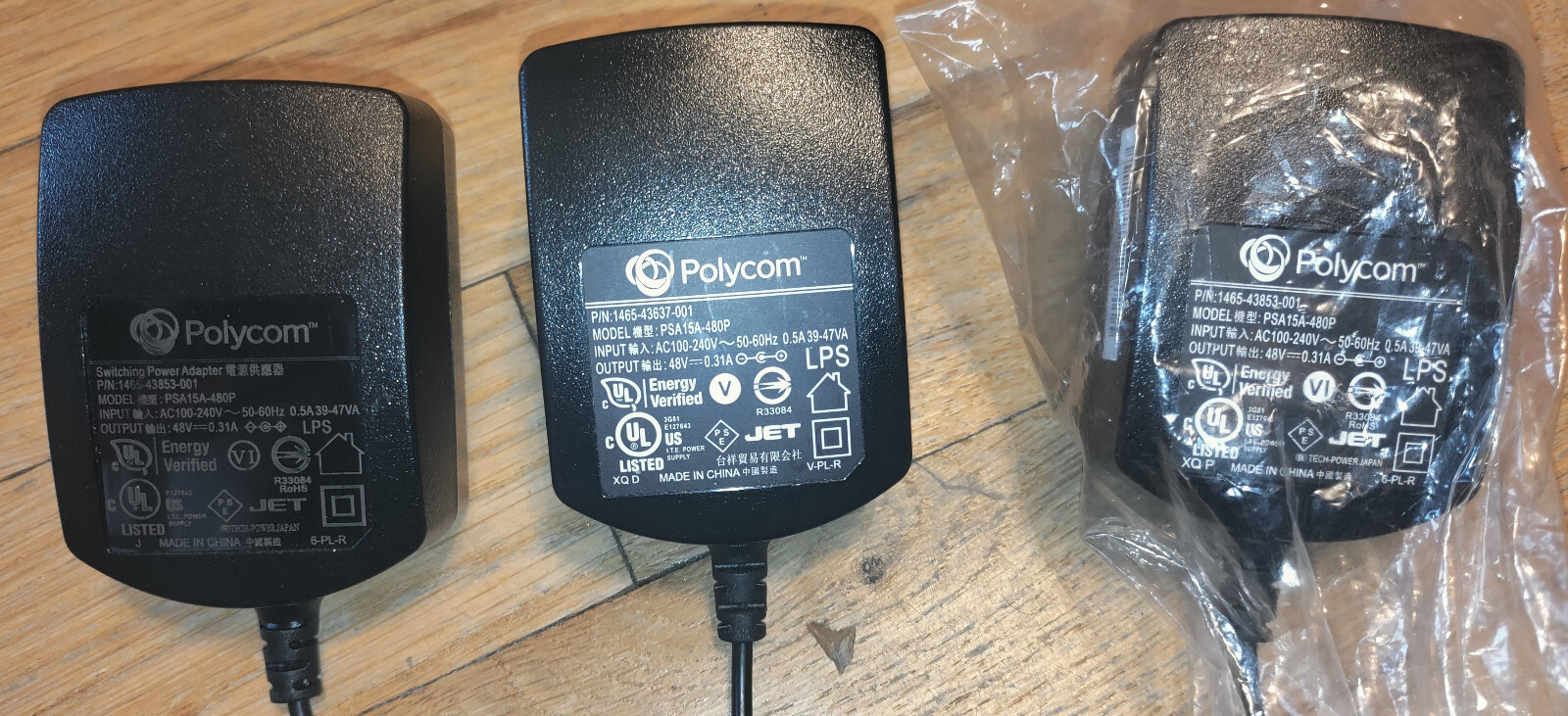 5 Genuine Polycom PSA15A-480P 48V AC Power Adapter 1465-43853-001, 1465-43637