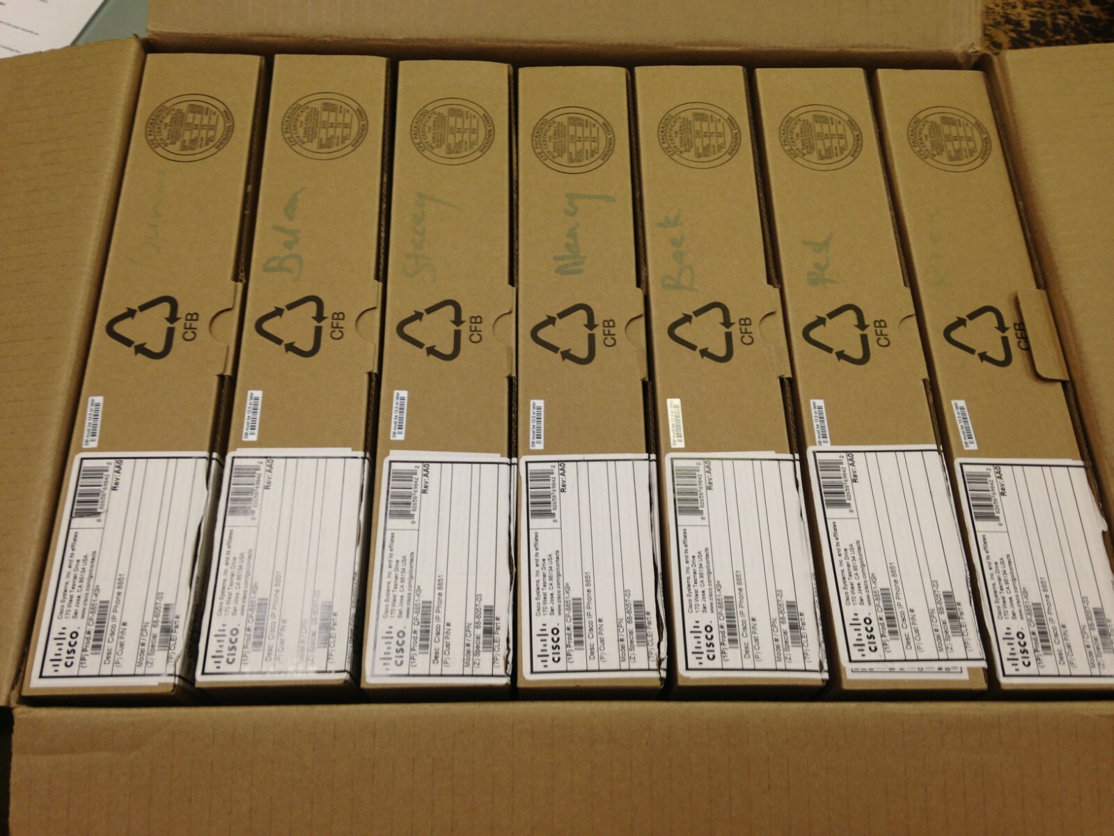 LOT OF 8 Cisco CP-7975G VOIP Office Phone W/ Adjustable Stand&Handset (No Cords)