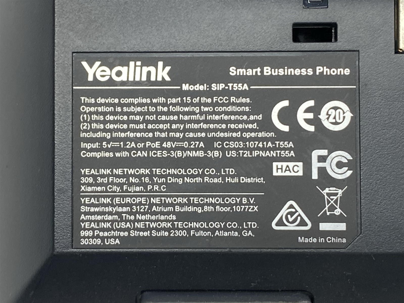 Yealink SIP-T55A IP Touchscreen Smart Business Phone w/ Handset + Stand Lot 10