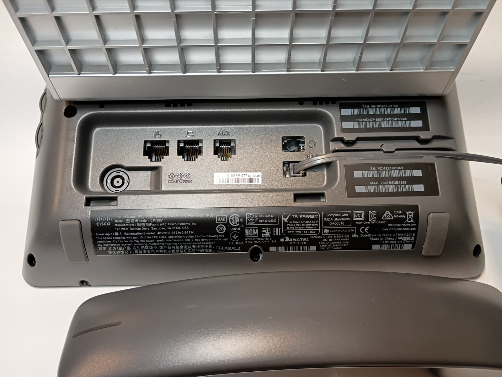 Cisco 8851 IP Phone – Cable – Wall Mountable with charger