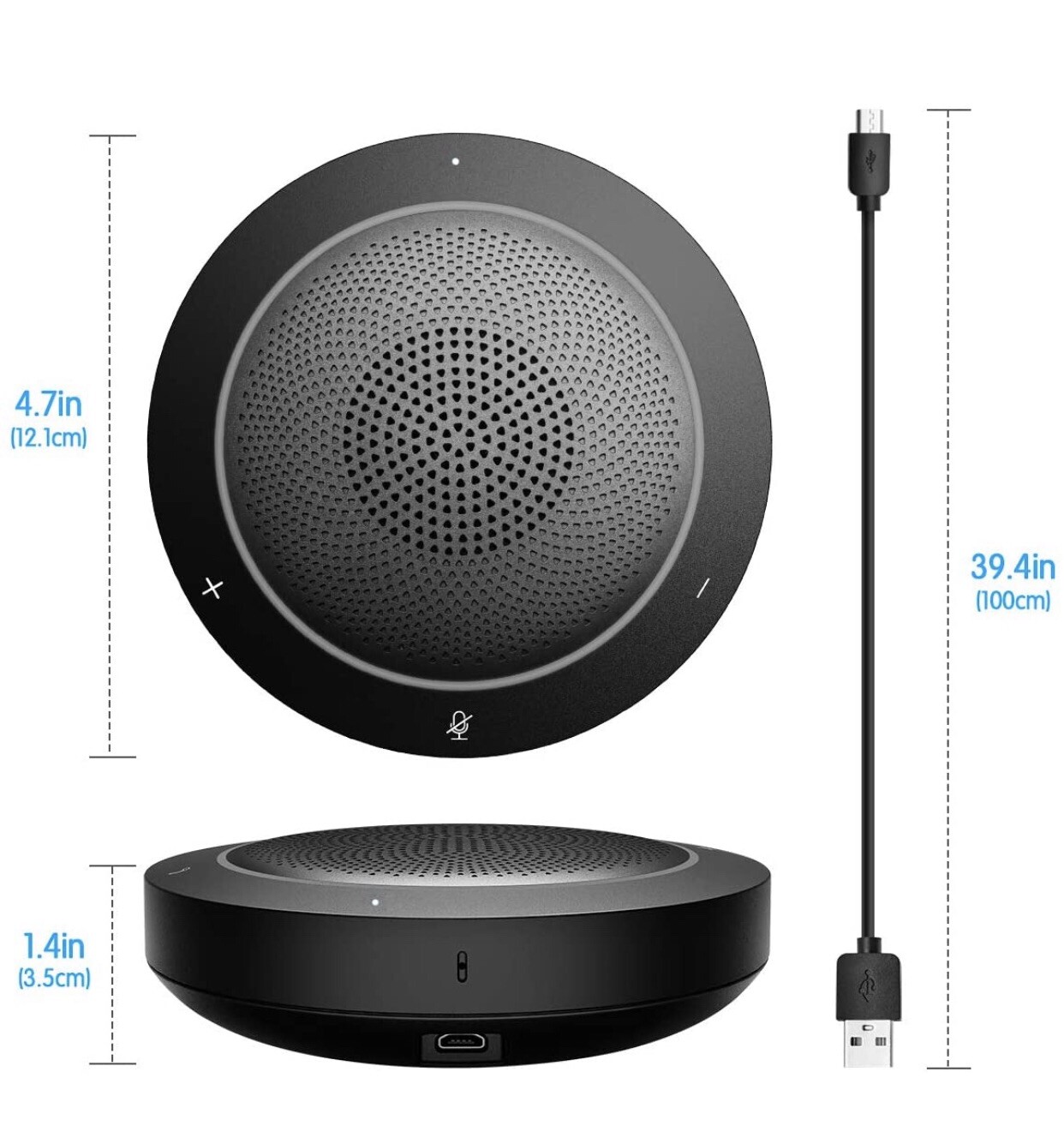 Kaysuda SP200 Speaker Phone, USB and Bluetooth, Black Conference Speaker Phone