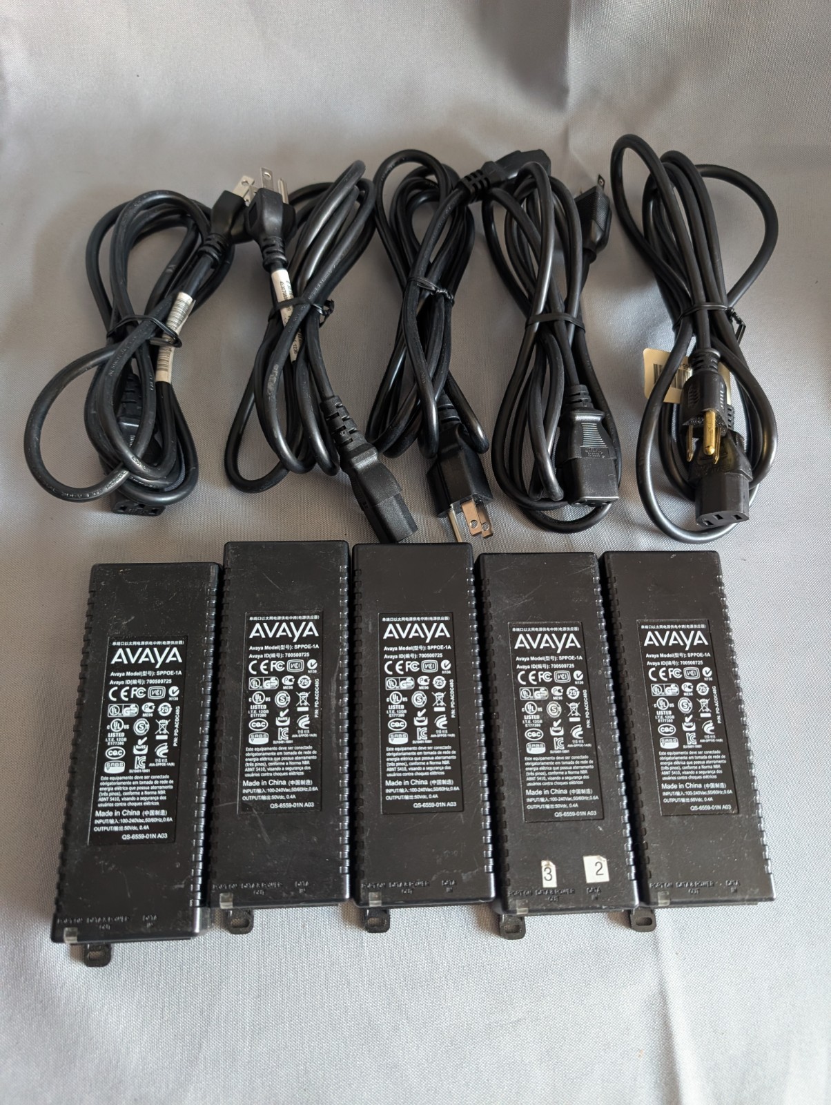 LOT OF 5 Avaya SPPOE-1A-IP Phone Single Port POE Injector With Power Cord