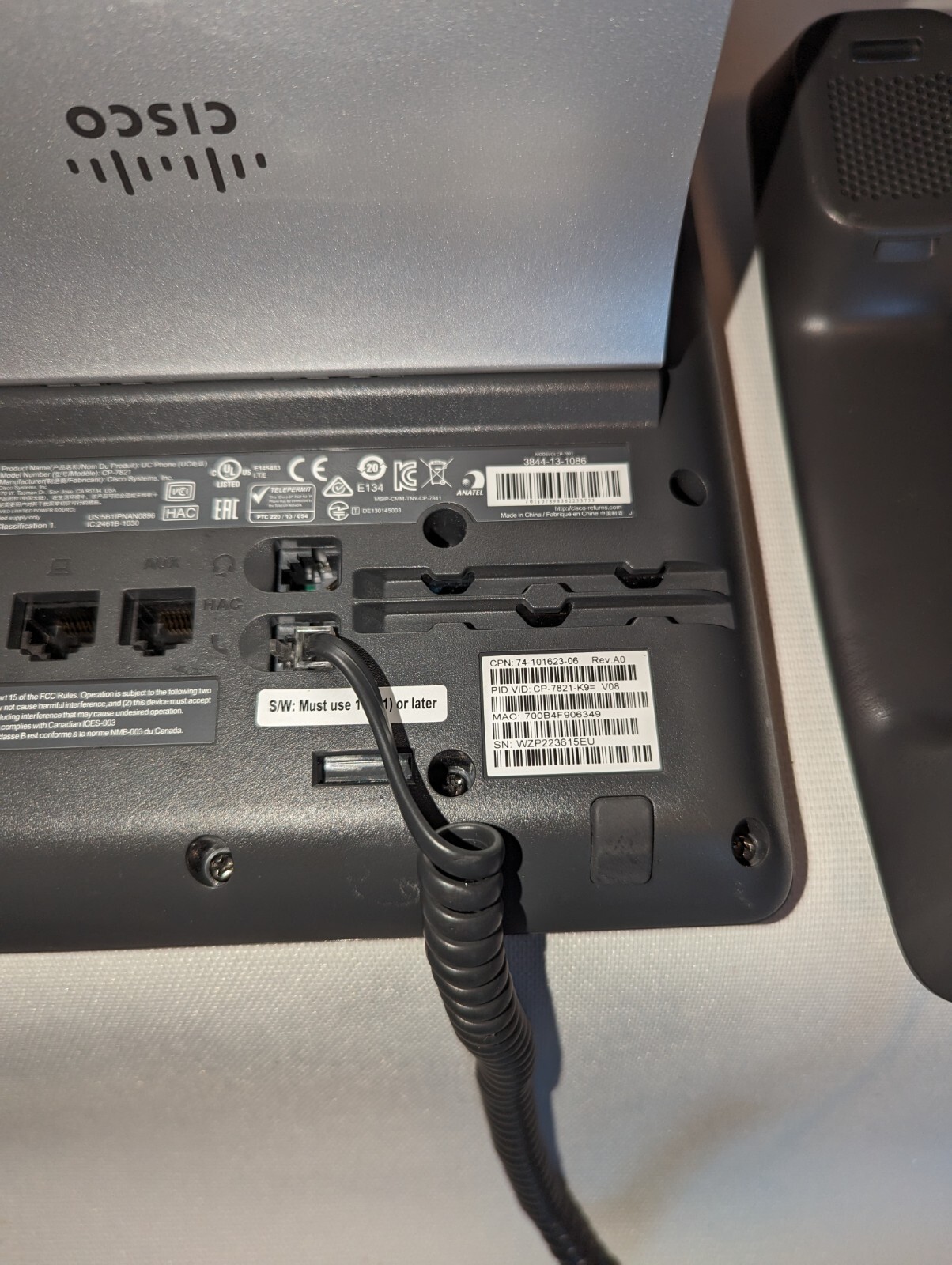 Lot of 10 – Cisco IP Phone CP-7821 Business Office Handset VOIP