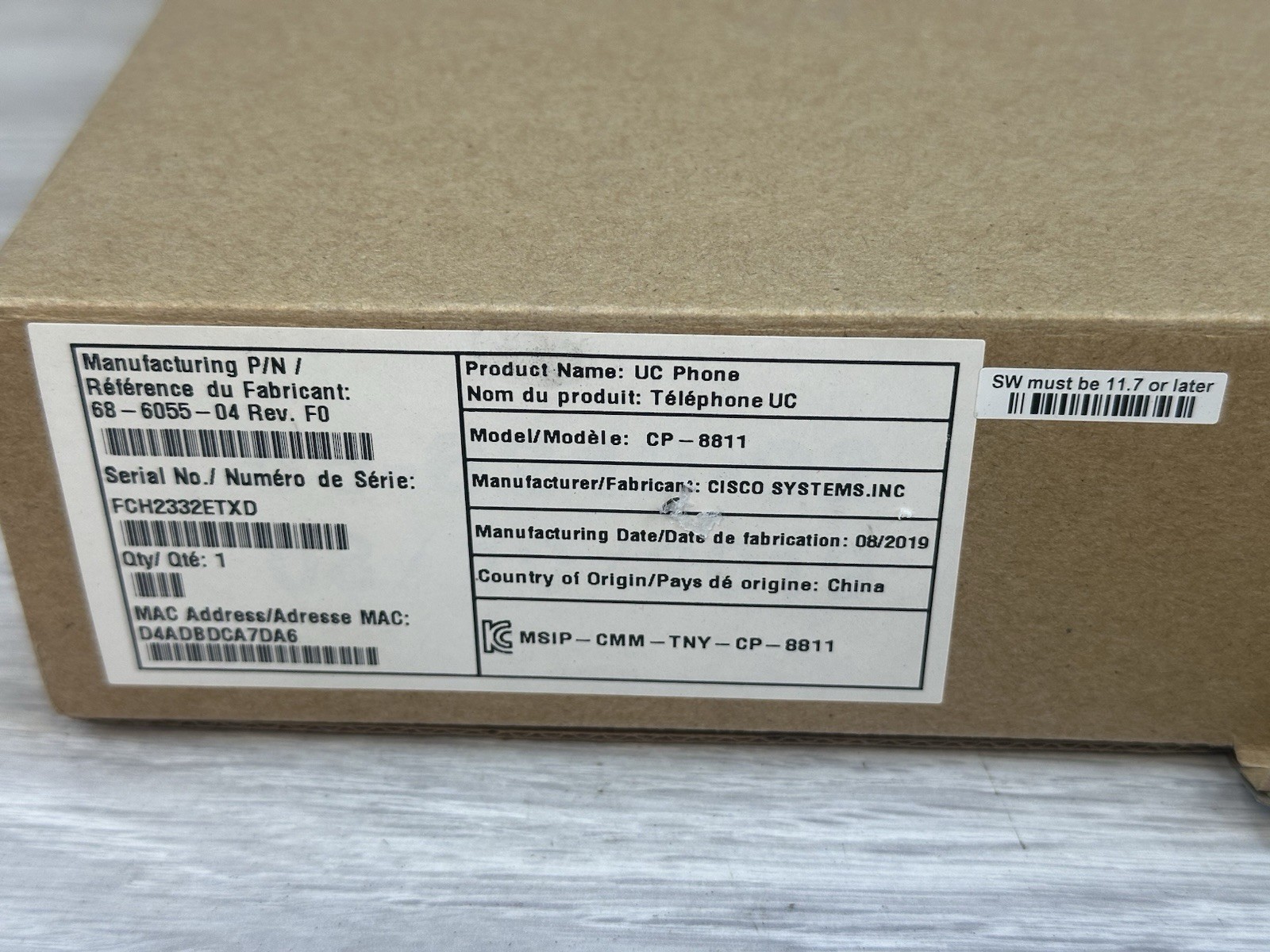 Cisco CP-8811 IP Phone Telephone Landline “New Only Box Opened”