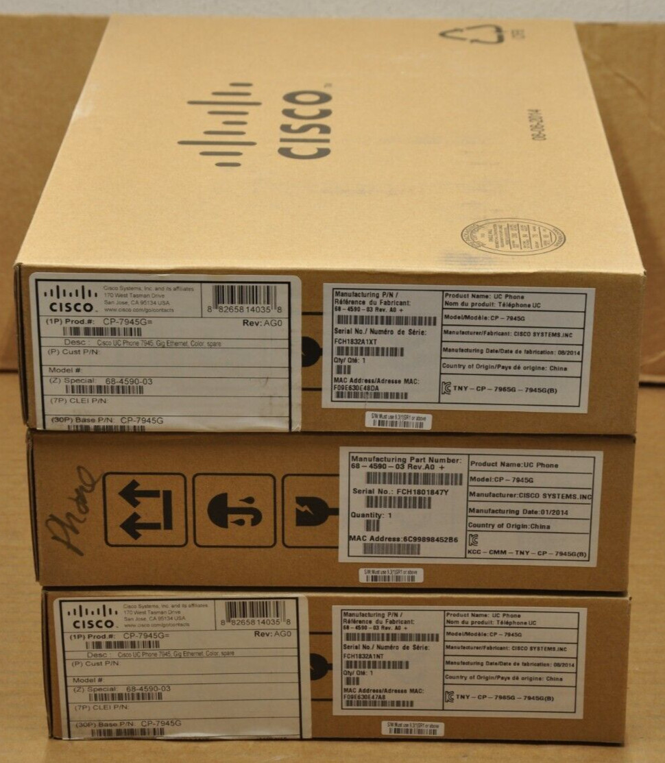 Lot of 3 New Genuine CISCO CP-7945G= CP-7945G IP Phone