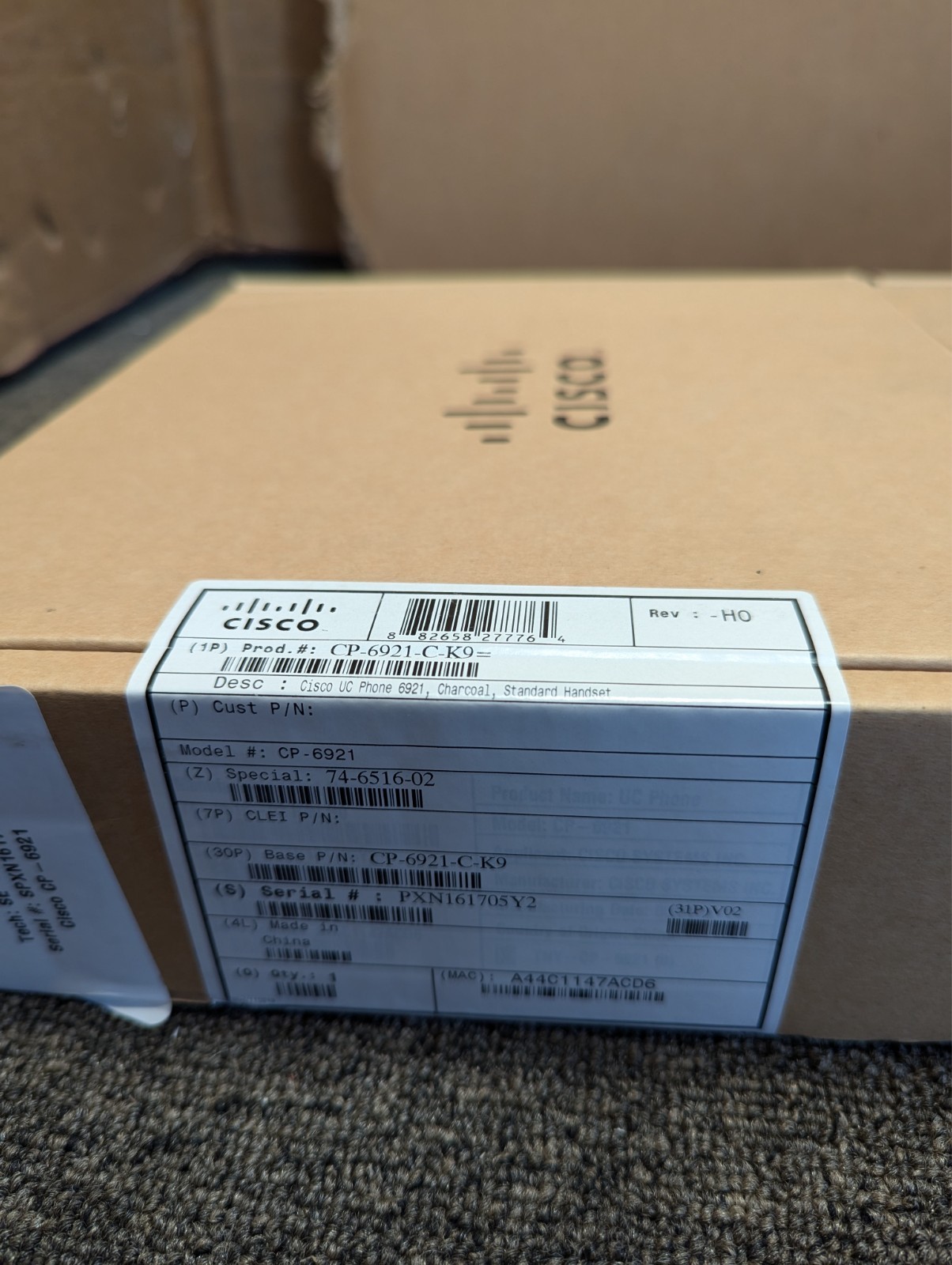 Lot of 2 Cisco UC Phone 6921 Charcoal w/ Standard Headset CP-6921-C-K9