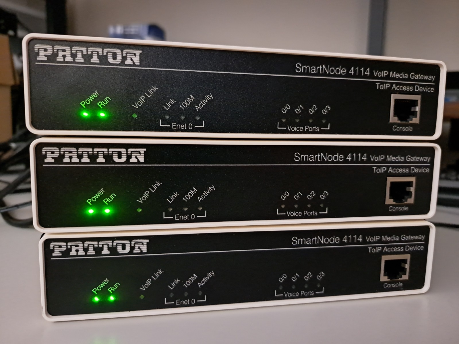 LOT of 3 Patton SmartNode 4114 VoIP Media Gateways (with power cords)