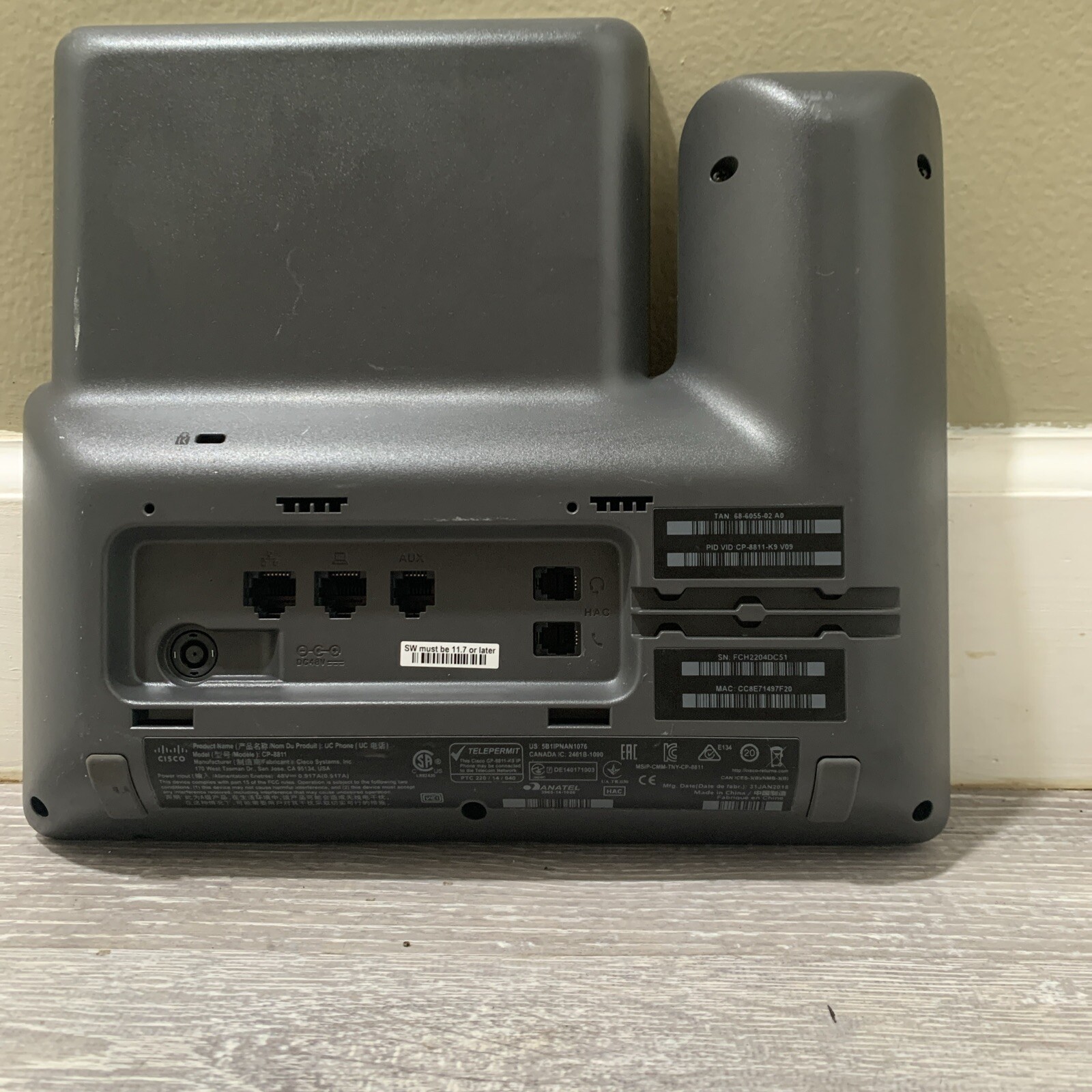 CISCO CP-8811-K9 V11 IP BUSINESS PHONE, Phone Only
