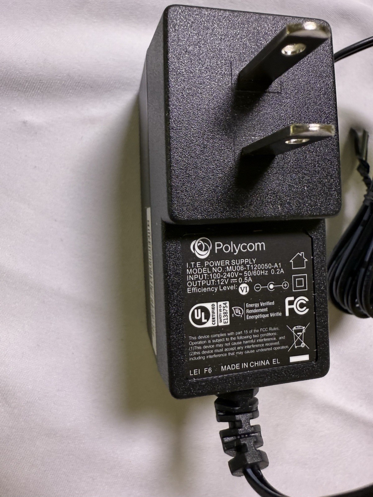 Original Polycom MU06-T120050-A1 I.T.E. Power Supply 12V 0.5A