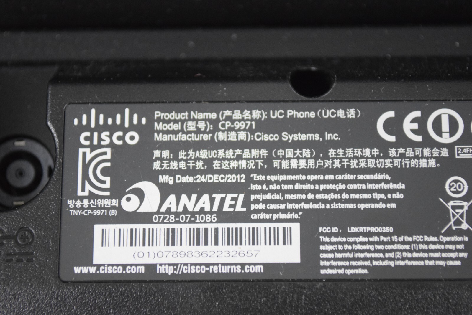 Cisco CP-8961 UC Office Phone w/ UC Color Key Expansion Module