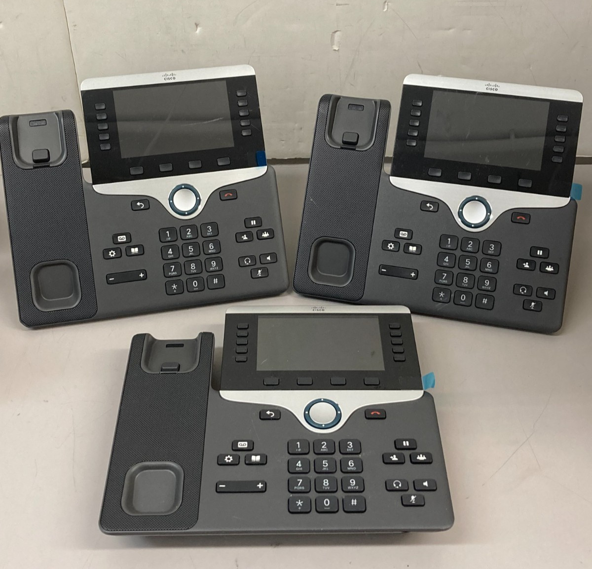 Lot of 3 CISCO IP Phone Series 8800, Model CP-8861 – Only Phones & (2) Stands