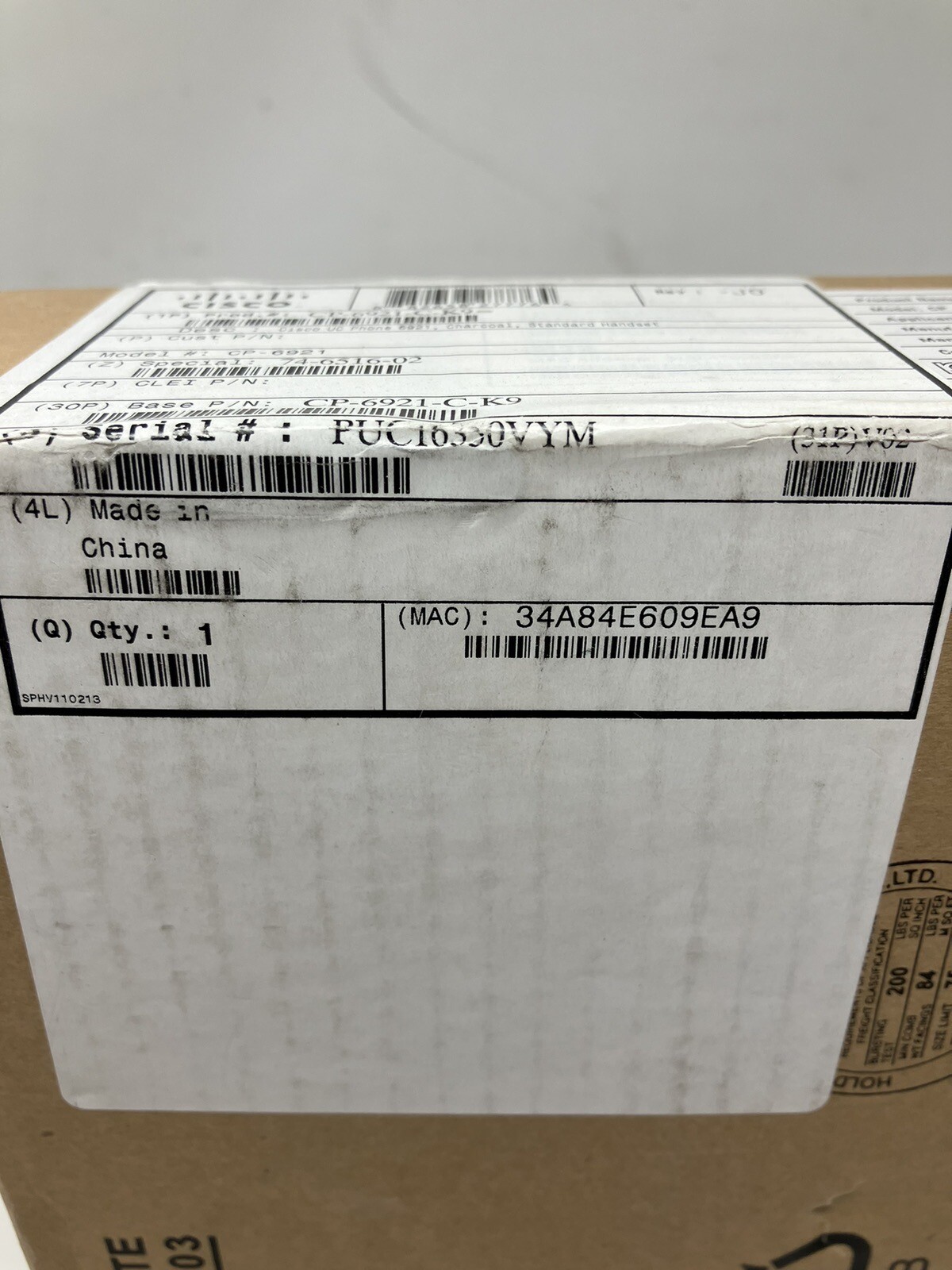 New Cisco UC Phone CP-6921 Desktop Office Line