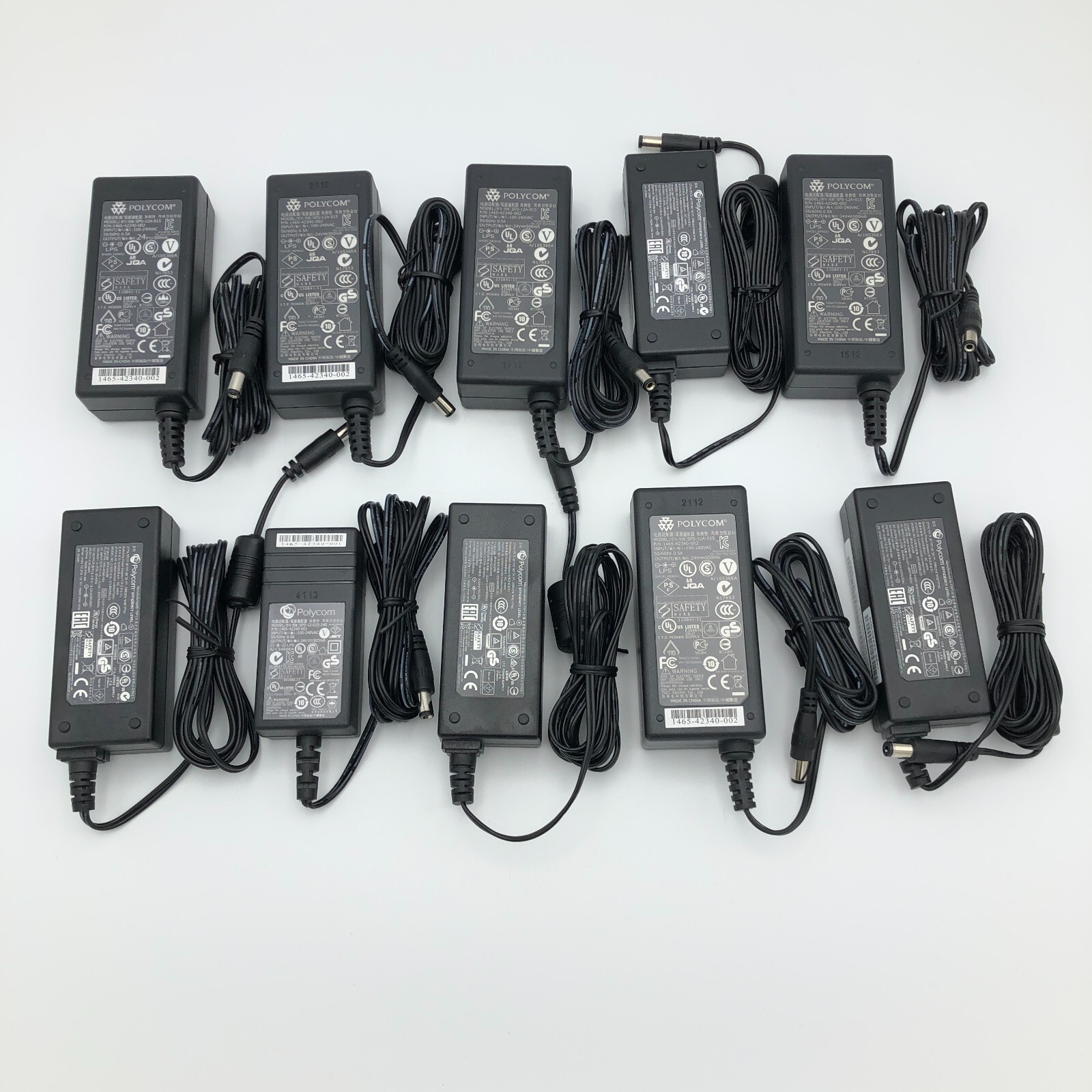 LOT OF 50 Genuine Polycom IP Phone AC Power Supply Adapter 24V 0.5A OEM & Cords