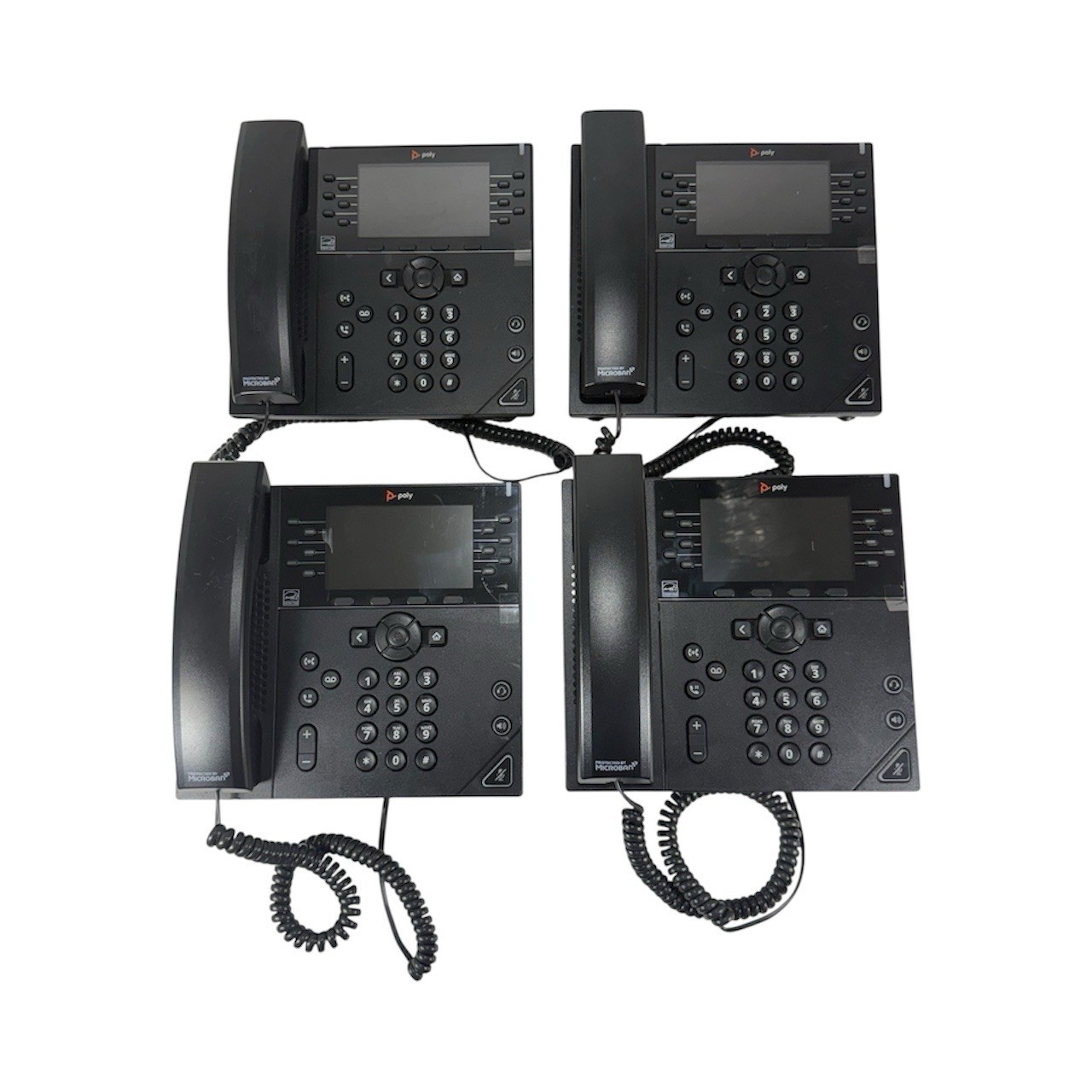 Lot of 4 Poly VVX 450 VoIP 12-Line Enterprise 4.3″ Color LCD Business Phone