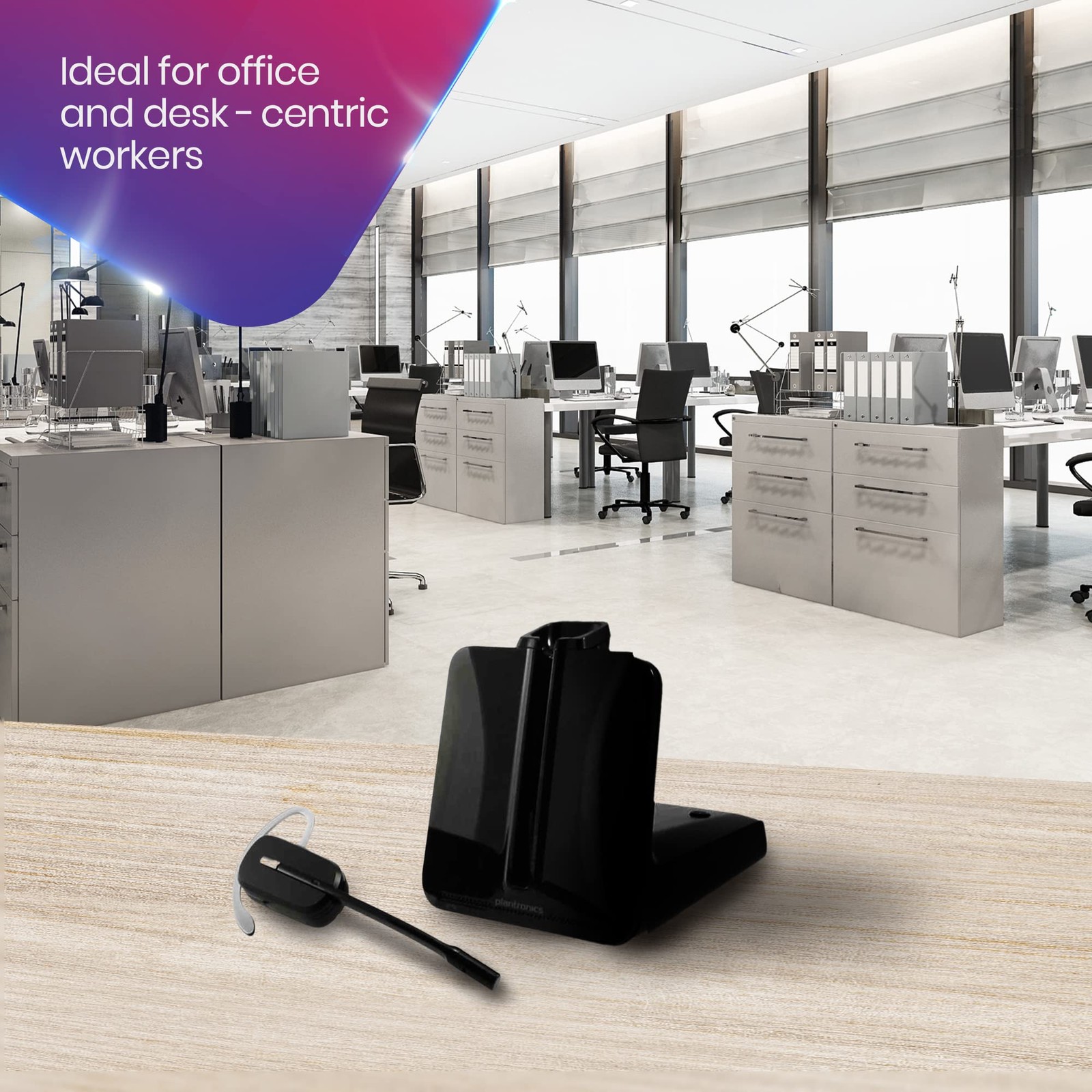 Global Teck Plantronics Compatible Wireless Headset Bundle EHS for Grandstream
