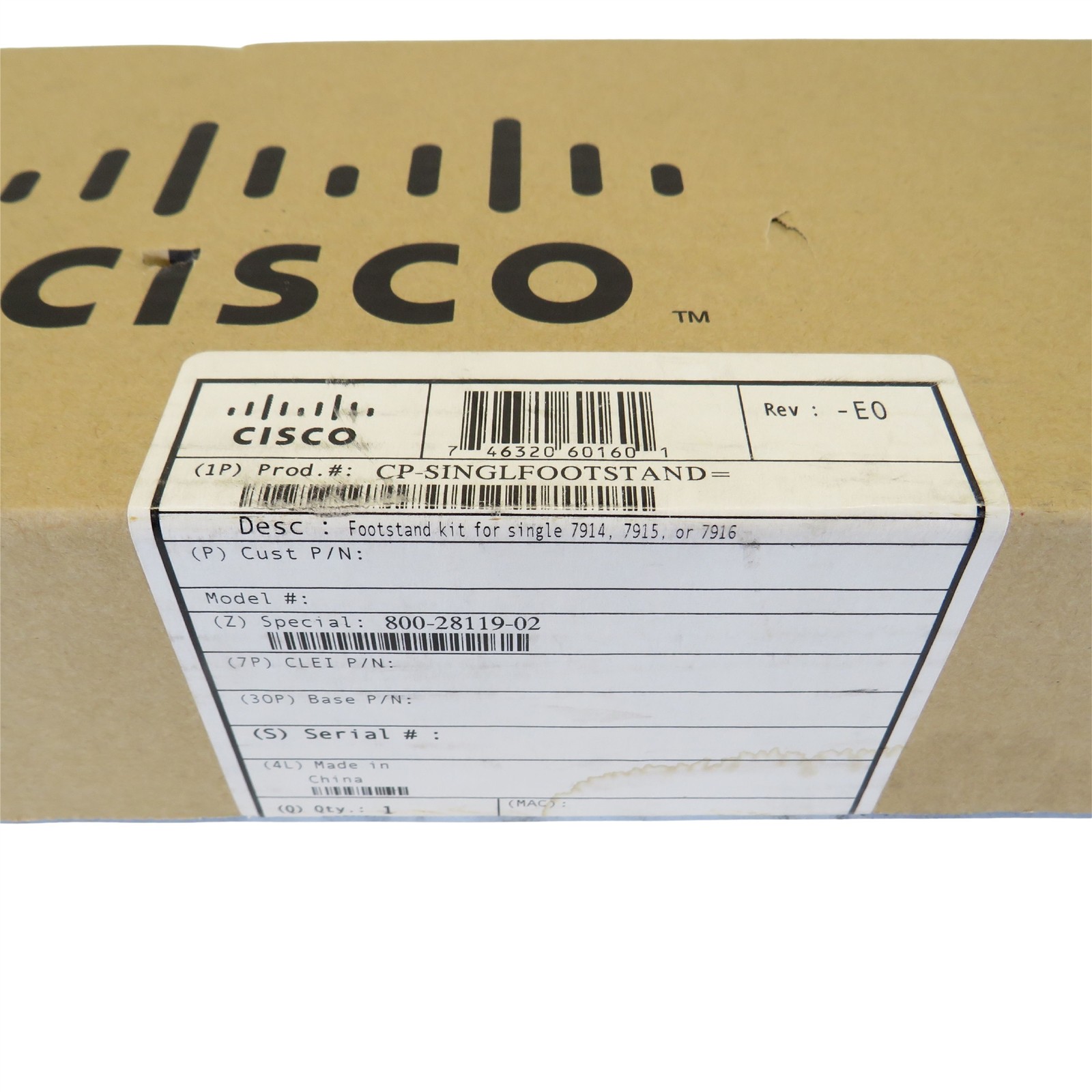 Cisco CP-SINGLFOOTSTAND= Footstand Kit for Single 7914, 7915, 7916 Phone