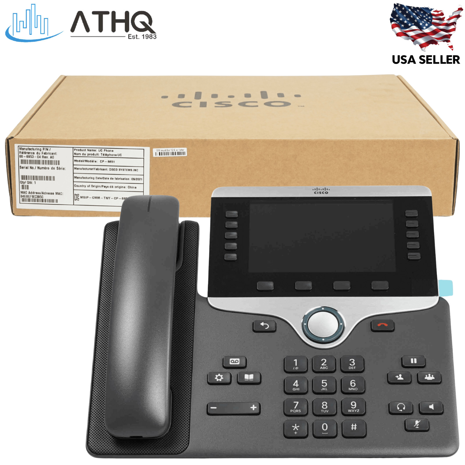 Cisco CP-8851-K9 IP Phone 8851 5-Line Gigabit Color VoIP Business Bluetooth NEW