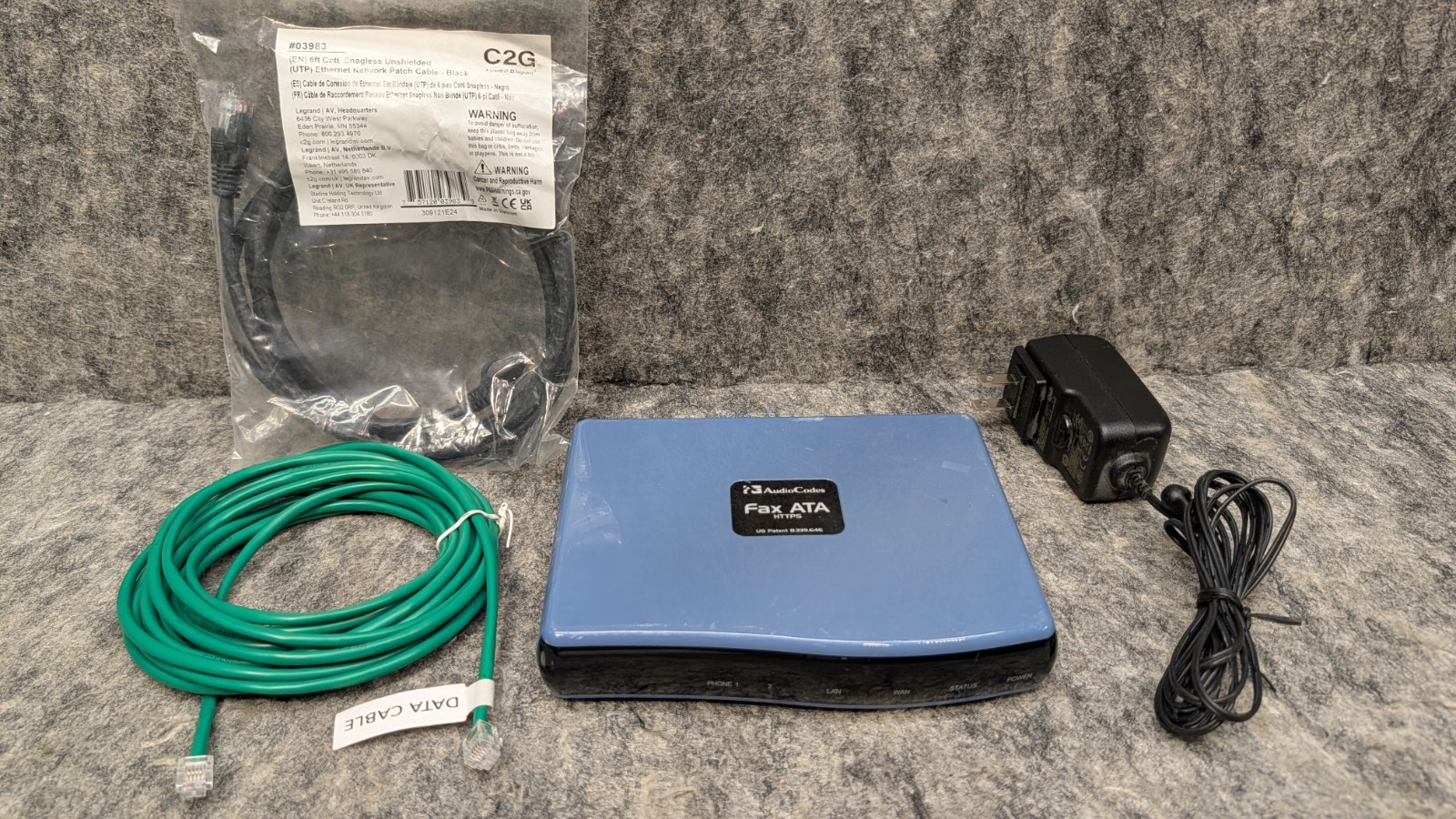 AudioCodes Fax ATA MP202B/FXS Analog VoIP Adapter w/ Power Supply & Cables