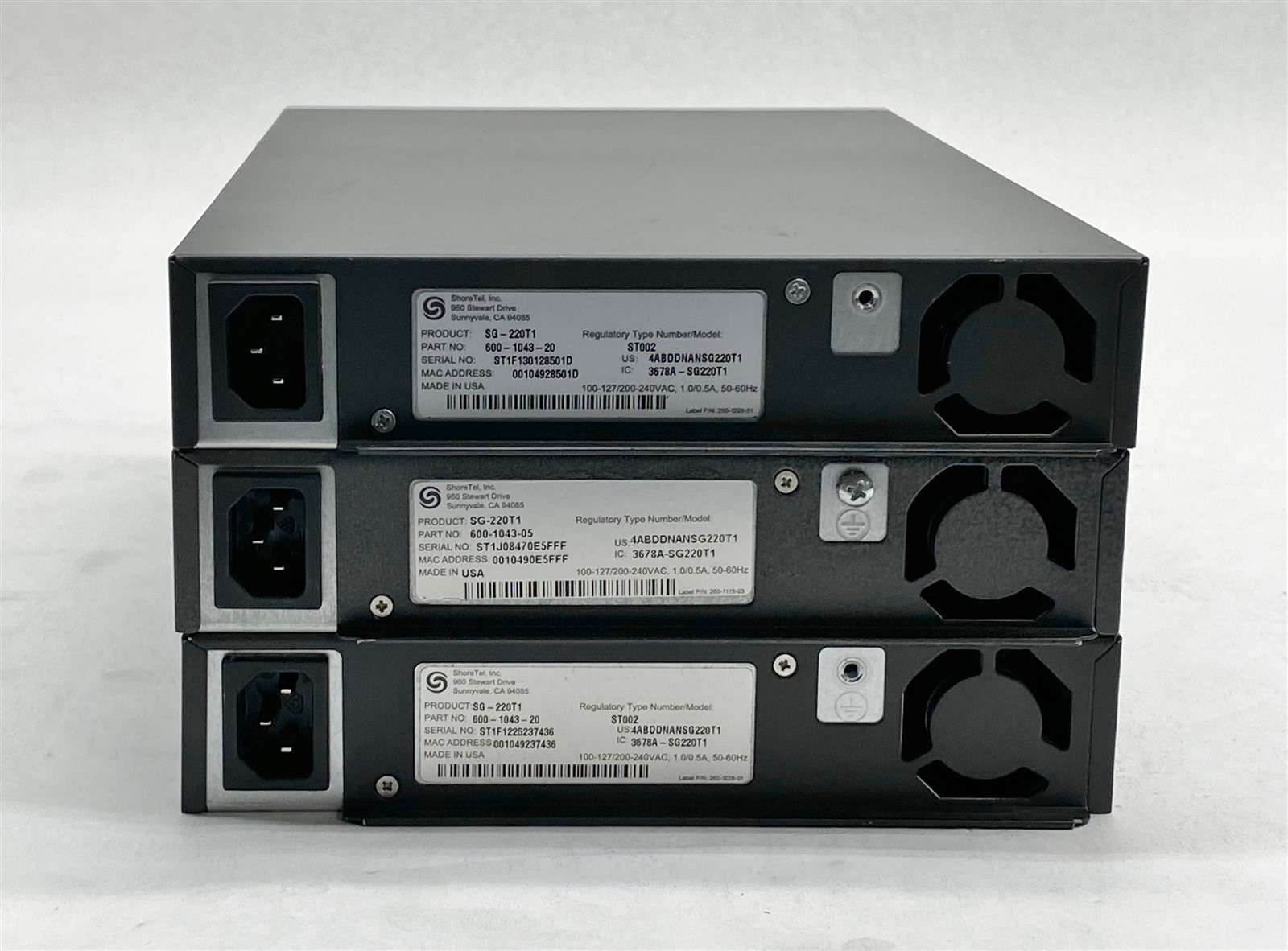 ShoreTel ShoreGear 220T1 SG-220T1 600-1043-05 600-1043-20 Voice Switch Lot of 3