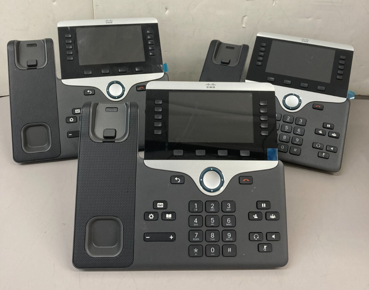 Lot of 3 CISCO IP Phone Series 8800, Model CP-8861 – Only Phones & Stands