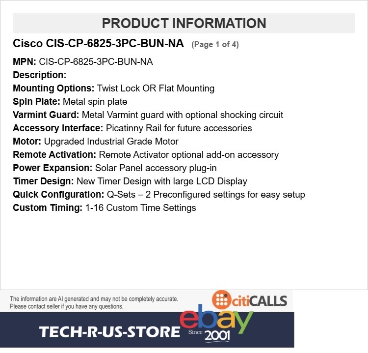 Cisco CIS-CP-6825-3PC-BUN-NA IP DECT 6825 Handset Base Station Bundle MPP