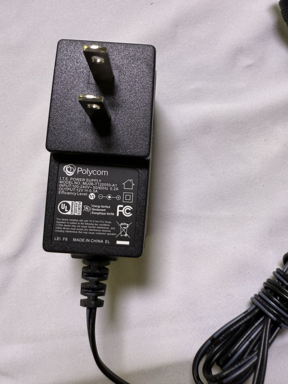 Original Polycom MU06-T120050-A1 I.T.E. Power Supply 12V 0.5A