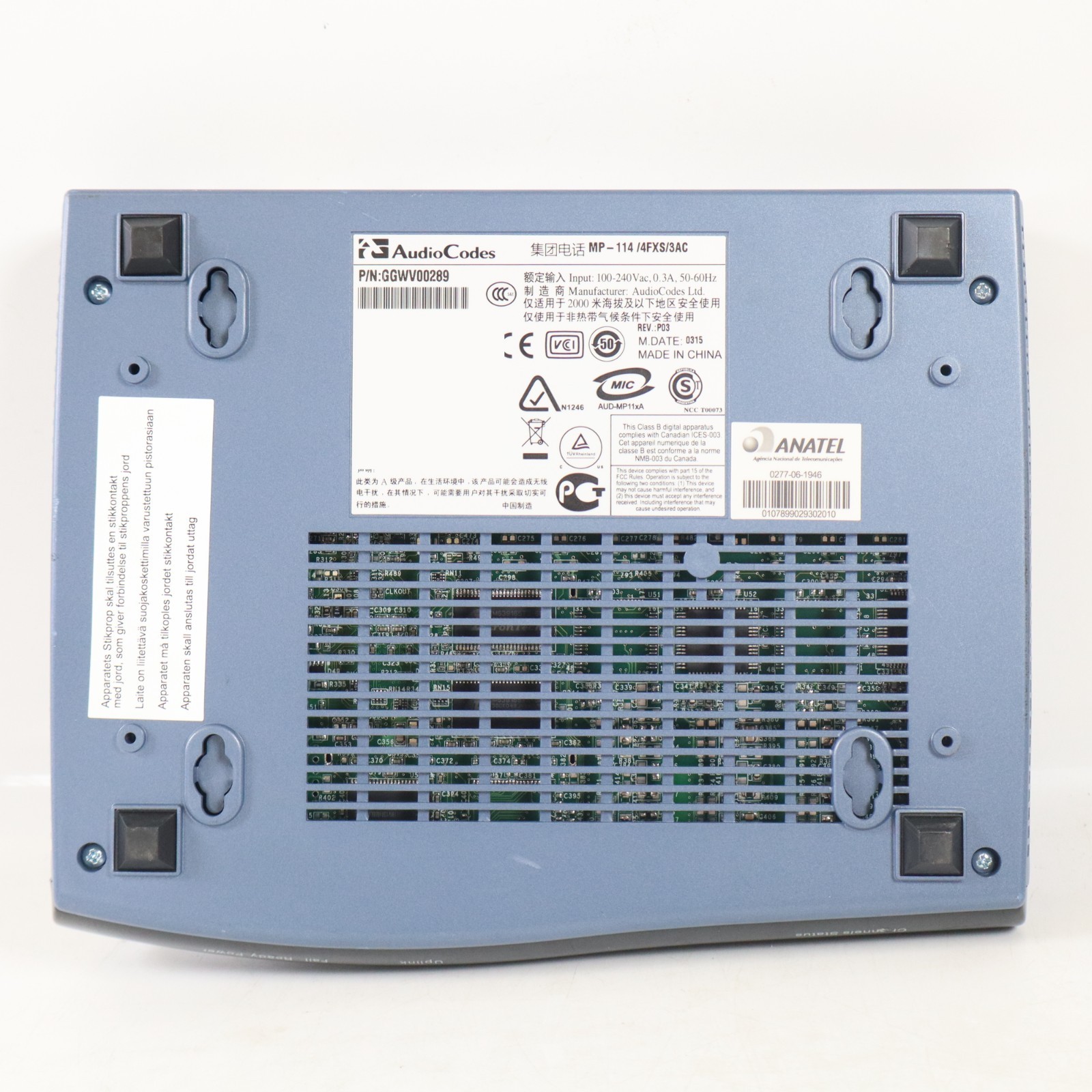 AudioCodes MP-114/4FXS/3AC GGWV00285 VoIP Gateway – SIP Telephony MP114/4S/SIP
