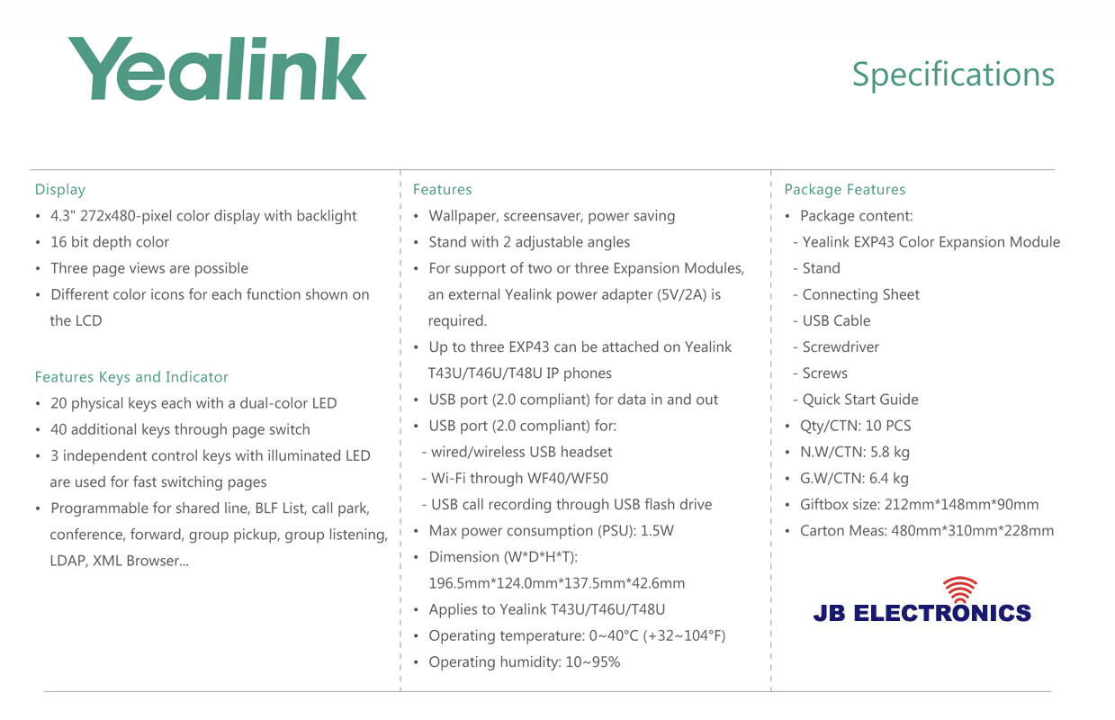 YEALINK SIP-T48U GIGABIT VOIP IP SIP 16 LINE PHONE-6 PHONES-6 EXPANSION MODULES