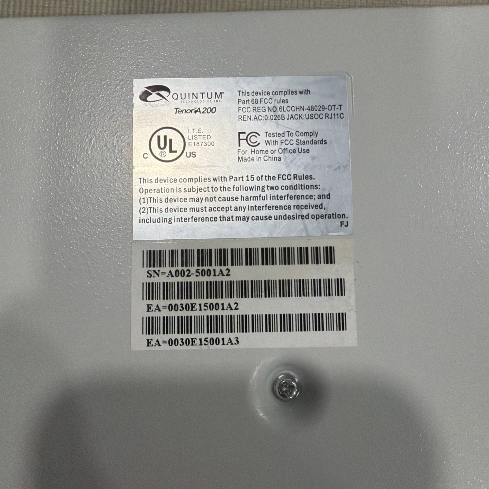 Quintum Technologies Tenor A200 4 LAN 2 line 2 Phone