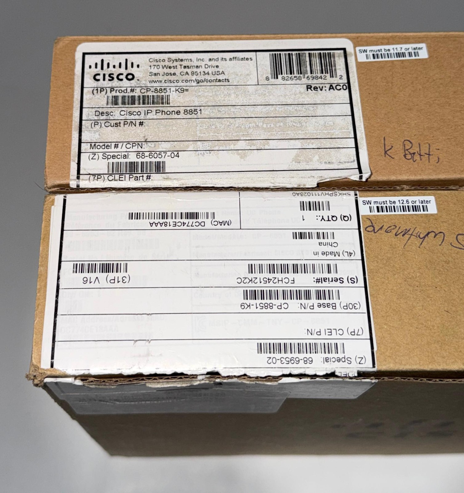 Lot of 2 CP-8851-K9 – Cisco IP Phone