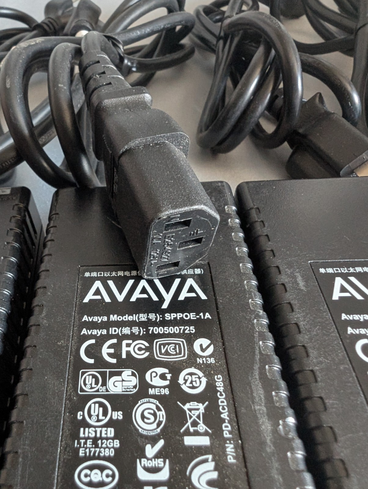 LOT OF 5 Avaya SPPOE-1A-IP Phone Single Port POE Injector With Power Cord