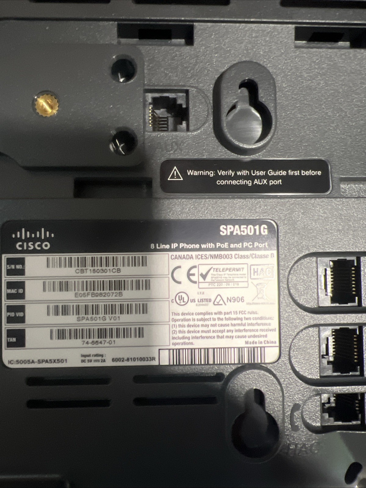 Lot Of 2 Cisco IP Phones SPA501G. Missing Headphone Cords & Power Adapters.