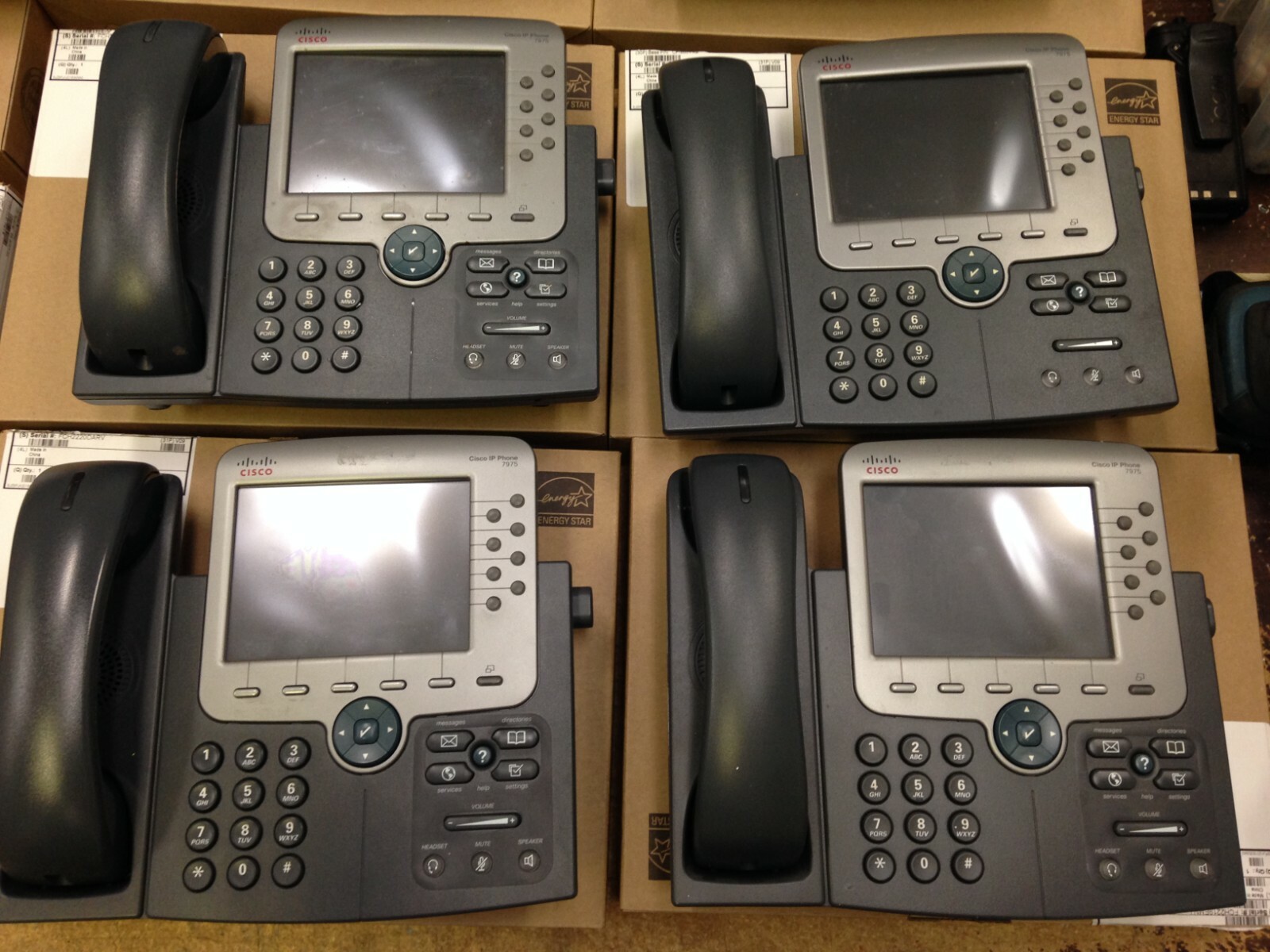 LOT OF 4 Cisco CP-7975G VOIP Office Phone W/ Adjustable Stand&Handset (No Cords)