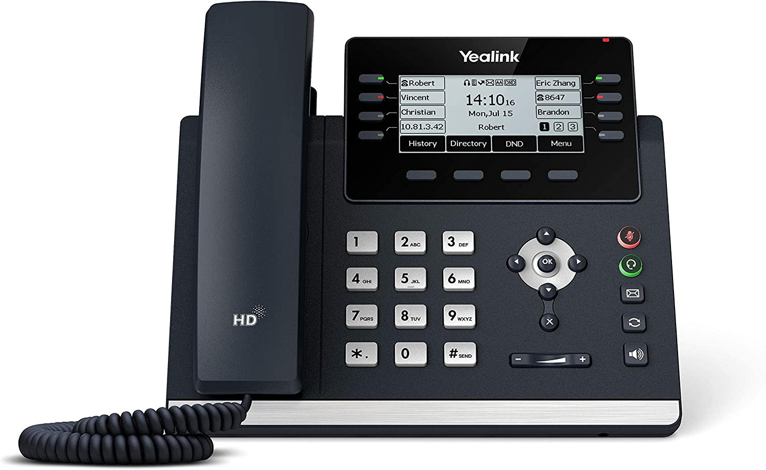 Yealink T43U IP Phone, 12 Voip Accounts, 3.7-Inch Graphical Display, Dual USB 2.